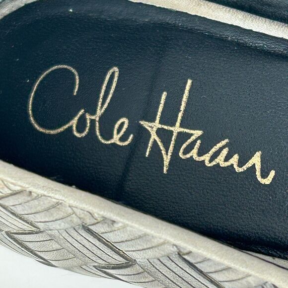 Cole Haan Woven Braided Gray Leather Ballet Flats Classic Slip On Shoes Womens 7 - Picture 9 of 13